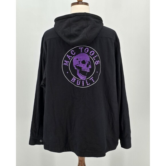 Mac Tools Flannel Lined Hooded Jacket Men's 2X Black Purple Skull - Picture 1 of 9